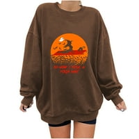 Tking modni duksevi za žene Halloween bundeve džemper s dugim rukavima, pulover s dugim rukavima Lagana grafička dukserica - XL