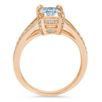 2. CT Sjajni smaragdni rez Clear Simulirani dijamant 18k Rose Gold Solitaire sa Accenting prstenom SZ