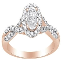 Bijeli prirodni dijamantski zaručni prsten za uvajanje u 14k ružičastog zlata sa veličinom prstena-4.5