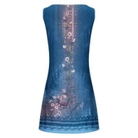 Finelylove sundrese za žensku haljinu za čišćenje A-line visoko-nisko-niske bez rukava Blue Blue XXL