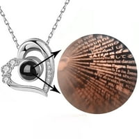 Qiaocaity ogrlica od srca -i volim te - na jezicima kubic-cirkonijska romantična ogrlica za poklone