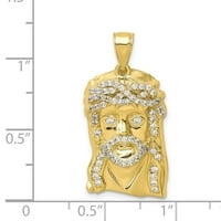 10k žuti zlatni kubični cirkonijski mikropave Isus lica privjesak