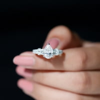 Pear oblik Solitaire Moissite Izjava za angažman prsten za žene, 14k bijelo zlato, SAD 11.50
