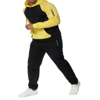 Muški fitness sportski trenerke kontrastni boja za patchwork kapuljača s kapuljačom veliki džepni dukseri