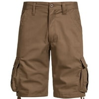 Muški kratke hlače velike i visoke elastične pojaseve multi-džepove pune boje patentni zatvarač s kratkim