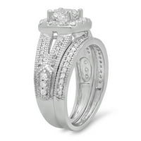 1. Carat 10k bijela zlatna princeza i okrugla rez bijeli dijamantski dame Bridal Halo stil Split prsten