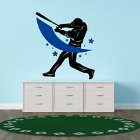 Sportski zidni naljepnice za dječake spavaću sobu - Star Batsman ljuljajući patrijski igrač DIY & Creativetiony