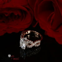 1. CT sjajan okrugli rez prozirni simulirani dijamant 18k ružičasto bijelo zlato pasijans sa accentima prsten sz 6.5