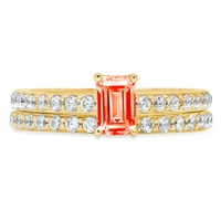 3.39ct okrugli rez Crveni simulirani dijamant 14K 14K Rose Gold Graving Izjava o ventilaciji Angažman bridalni prsten set Površina 9.25