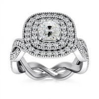 Harry Chad Enterprises Antique Style Double Halo stari rudar 4. CT Milgrain Diamond Ring, Veličina 6.5
