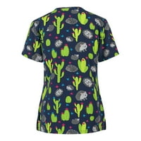 Ženske vrhove bluza Žene kratki rukav modni grafički otisci Ljetni okrugli izrez majice Tunički tee