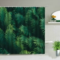 Tropska zelena biljka kupatilo za zavjese za tuširanje Crna pozadina zlatni palminski list uzorak za