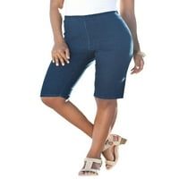 Roamans Women's Plus Veličina Vuče-on Stretch Bermuda Jean Short Jean
