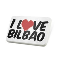 Porcelein Pin I Love Bilbao Revel značka - Neonblond