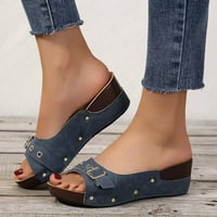 DMQupv Fuzzy papuče za žene zatvorene nožni prste pune boje Komforne cipele Plaža Otvori prste prozračne