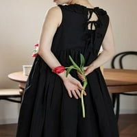 Crna haljina bez rukava O-izrez - Ženska odjeća u ulici, labavi modni, svečane haljine