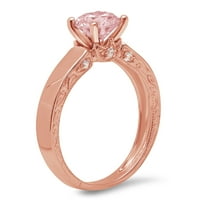 1.06ct okrugli rez ružičasti simulirani dijamant 14k ružičasta ruža zlato egraviranje izjava bridalna