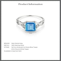 Gem Stone King Sterling Silver Swiss Blue Topaz i bijeli Topaz ženski zaručni prsten