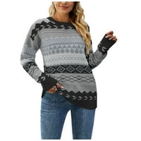 Tdoqot džempe za žene - Božić i zahvalnosti Crew vrat pop pokloni za žene pletenje tiskano pulover nove
