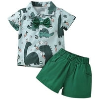 Dječja odjeća ljeto modni modni dječak gospodin odijelo Dinosaurske majice kratkih rukava s kratkim
