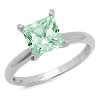0. CT sjajan princezoni rez simulirani zeleni dijamant 14k bijeli zlatni pasijans prsten sz 9.75