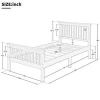 Twin Platform Kreveni krevet, drvo platforma za drvo sa uzglavljem i podnožja, jednostavna sklopa, namještaj