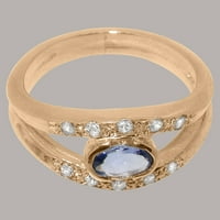 Britanska napravljena 14k Rose Gold originalni prirodni tanzanite i kubni cirkonijski ženski prsten