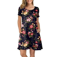 Plus veličina haljina za žene Cvjetni izrez cvjetni ispis mini haljina ružičasta xl