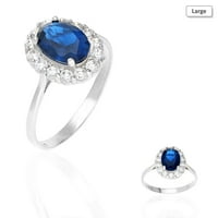14k bijeli zlatni ovalni plavi i okrugli bijeli safirni angažman halo prsten