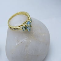 DazzlingRock kolekcija 7x kruška Blue Topaz i okrugli bijeli dijamantni kamen zaručni prsten za ženske