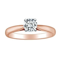 Carat Okrugli oblik Bijeli prirodni dijamant Solitaire Angažman vjenčani prsten 14K čvrste ruže Zlatne