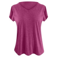 Ženski ljetni vrhovi kratkih rukava Bluze Regularne fit t majice Pulover vrhovi Ters Fors Solid T-majice
