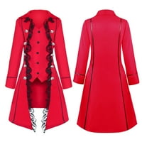 Srednjovjekovna renesansna jakna za žene čipke tanke jakne dugih rukava za dugih rukava crveni xxl