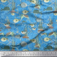 Soimoi pamučni dres tkanine Coral, riba i morska kornjača Okean Tkanina za ispis sa širokim dvorištem