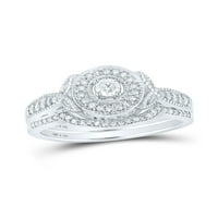 Sterling srebrni okrugli dijamant Halo Bridal Wedding prsten set CTTW
