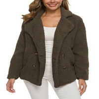 Bomotoo ženske tople odjeće Ležerne prilike Fuzzy kaputi na otvorenom otvorenim jaknom sa džepovima Khaki M
