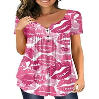 Glonme Women T-majice V izrez Ljetni vrhovi kratki rukav Tee Office labava bluza Ležerne prilike za