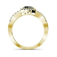 Crno-bijeli dijamantni zaručnički prsten 1. CT TW u 14k žuto zlato .Size 6.0