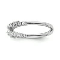Fini nakit 14k bijeli zlatni dijamantski prsten za križanje, veličine 9
