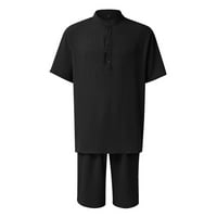 Znojenje za muškarce Muške posteljine kratkih rukava odijelo od pamučne i posteljine labave majice casual
