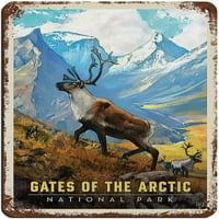 Vintage Retro Travel Gates iz Arktičkog nacionalnog parka Caribou Tin znak Vintage Metal Pub Club Cafe