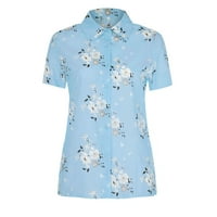 Aaimomet bluze za žene modna ženska duboka V majica Ljetni kratki rukav labav ležerni top, svijetlo