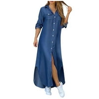 Haljina moda Žene Ležerne prilike sa labavim dugim rukavima Dugme Dugme košulja za ispis Haljina za