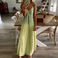Yuwull Plus size Long Maxi haljina za žene Spaghetti remen gradijentna haljina Casual V izrez Beach