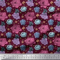 Lišće od svilenog tkanina Soimoi Crepe, periwinkle & Peony cvjetna zanatska tkanina od dvorišta