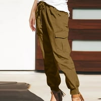 Hueook New Hlače za žene visoki struk novi casual labavi pantalone Dame Teretne hlače Djevojke džepove