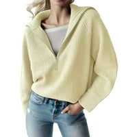 Džemperi za žene pleteni kratki pleten sa zglobovima sa zatvaračem na zatvaraču