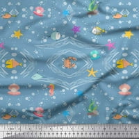 Soimoi viskoza šifon tkanina riba, školjka i zvijezda okeanska dekor tkanina tiskano dvorište široko