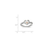 14k dvotonski zlatni real dijamantski srčani modni prsten