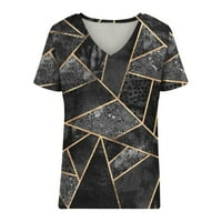 Ljetni vrhovi za ženske majice za žene Grafički casual s kratkih rukava V izrez Loop Fit Okrugli vrat